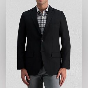 J.M. Haggar Men's Dark Black Classic Fit Stretch Suit Jacket  Lined, Sz 46L